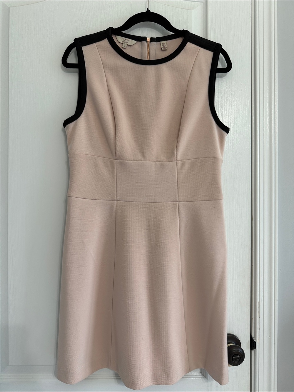 Ted Baker London Blush Pink Sleeveless Dress with Black Trim